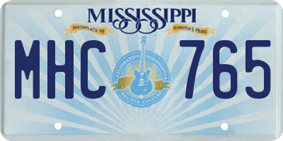 MS license plate MHC765