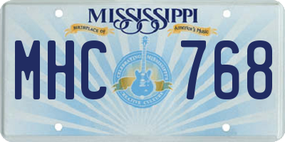 MS license plate MHC768