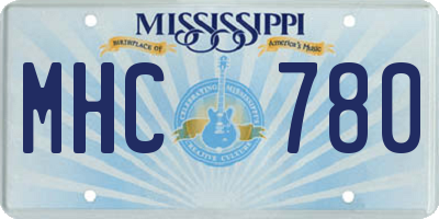 MS license plate MHC780
