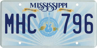 MS license plate MHC796
