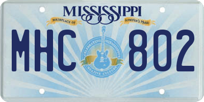 MS license plate MHC802