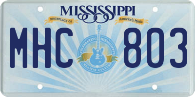 MS license plate MHC803