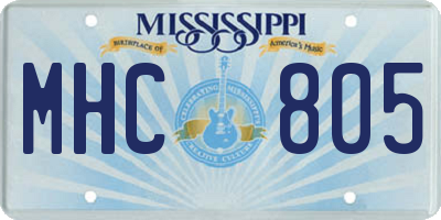 MS license plate MHC805