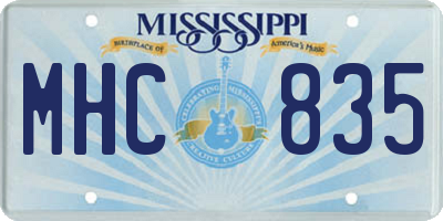 MS license plate MHC835
