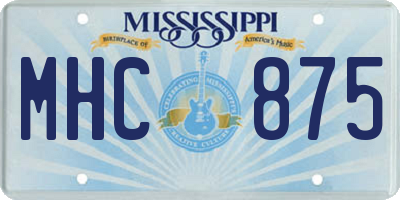 MS license plate MHC875