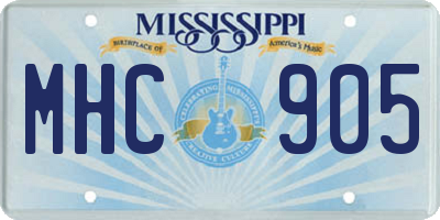 MS license plate MHC905