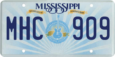 MS license plate MHC909