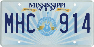 MS license plate MHC914