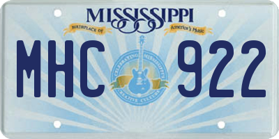 MS license plate MHC922