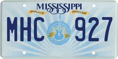 MS license plate MHC927