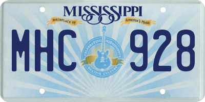 MS license plate MHC928