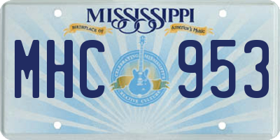 MS license plate MHC953
