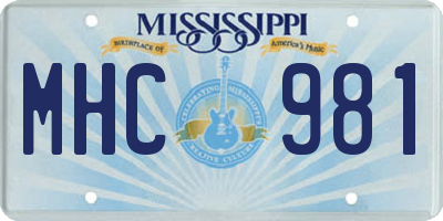 MS license plate MHC981