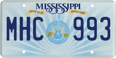 MS license plate MHC993
