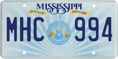 MS license plate MHC994