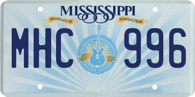 MS license plate MHC996
