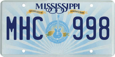 MS license plate MHC998