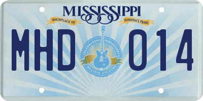 MS license plate MHD014