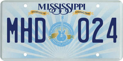 MS license plate MHD024
