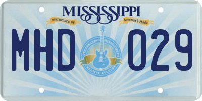 MS license plate MHD029