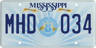 MS license plate MHD034