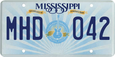 MS license plate MHD042