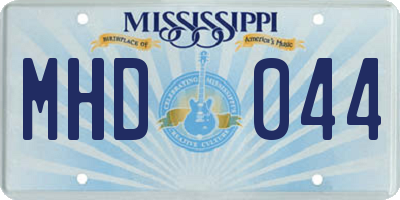 MS license plate MHD044