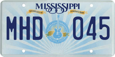 MS license plate MHD045