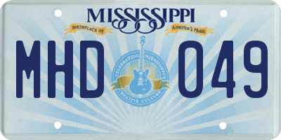 MS license plate MHD049