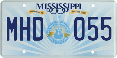 MS license plate MHD055