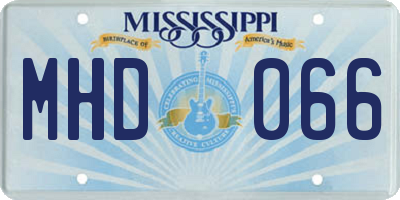 MS license plate MHD066