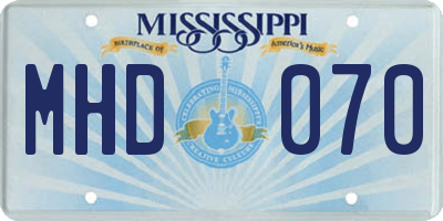 MS license plate MHD070