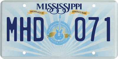 MS license plate MHD071