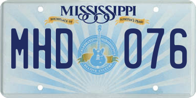 MS license plate MHD076