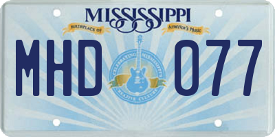 MS license plate MHD077