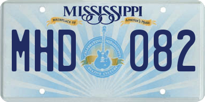 MS license plate MHD082