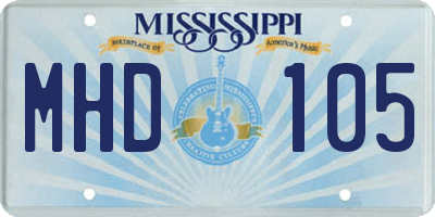 MS license plate MHD105