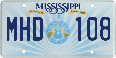 MS license plate MHD108