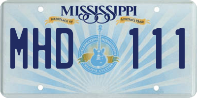 MS license plate MHD111