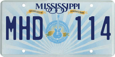 MS license plate MHD114