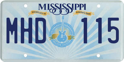 MS license plate MHD115