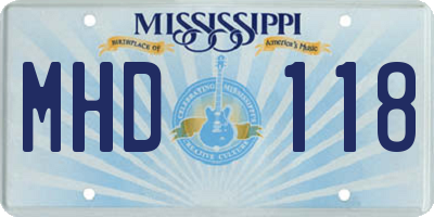 MS license plate MHD118