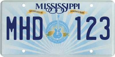 MS license plate MHD123
