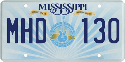MS license plate MHD130