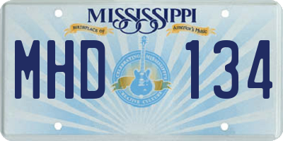 MS license plate MHD134