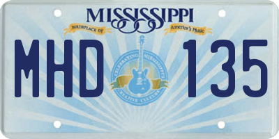 MS license plate MHD135