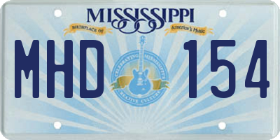 MS license plate MHD154