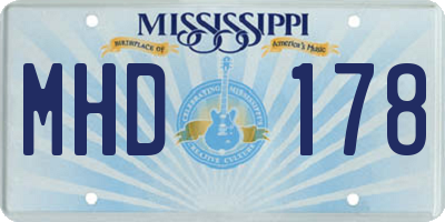 MS license plate MHD178