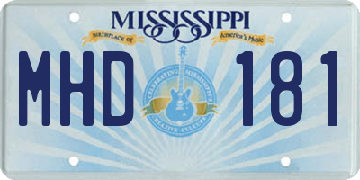 MS license plate MHD181