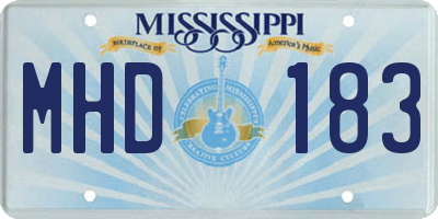 MS license plate MHD183